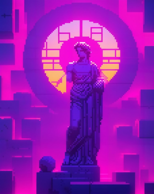 Foto metodologia grega vaporwave pixel art