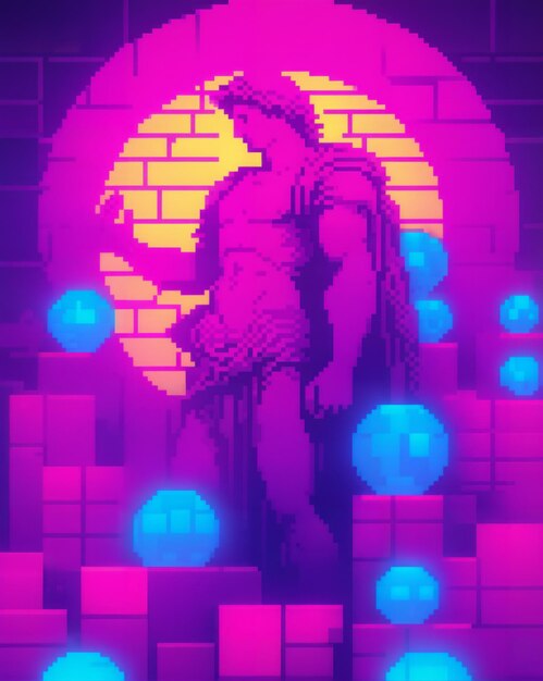 Metodología griega de ondas de vapor Pixel Art