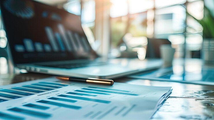 métricas de rendimiento empresarial y datos de ventas en una computadora portátil para la toma de decisiones estratégicas