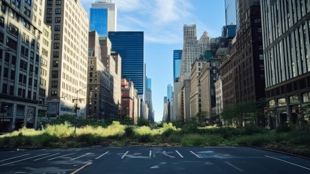 Foto una metrópolis gigante y desierta durante el apocalipsis.