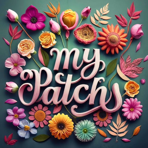 Meu texto de patches feito com flores e folhas