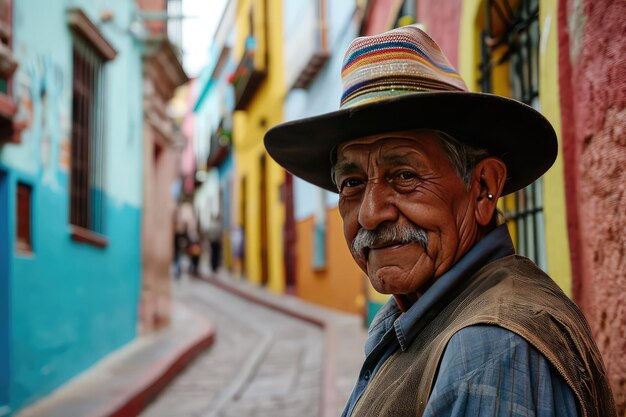 Un mexicano visita un colorido centro histórico