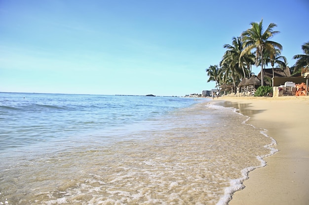 méxico caribenho hotel na praia com espreguiçadeiras à beira-mar férias