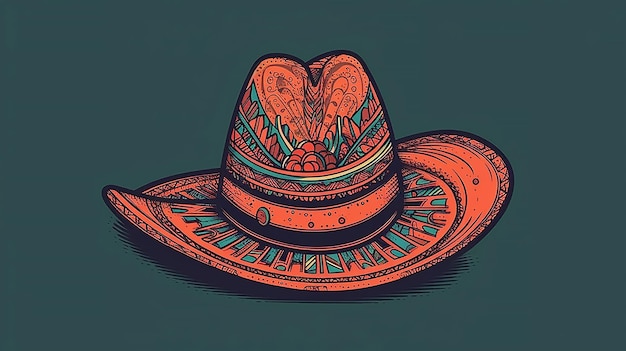 México Ilustración colorida de sombreros y maracas