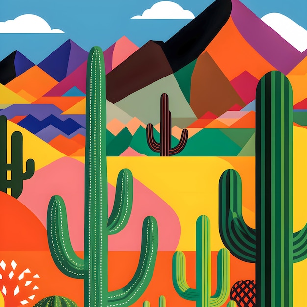 México paisaje diseño plano ilustración verano mexicano