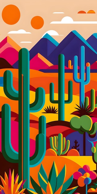 México paisaje diseño plano ilustración verano mexicano