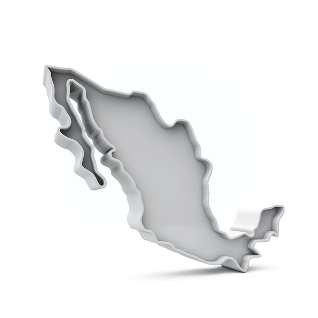 México simple d mapa en blanco gris d renderizado