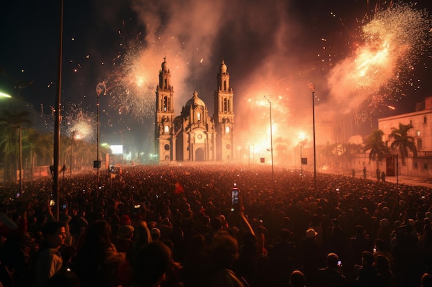 Mexikaner feiern den Unabhängigkeitstag in der Nacht