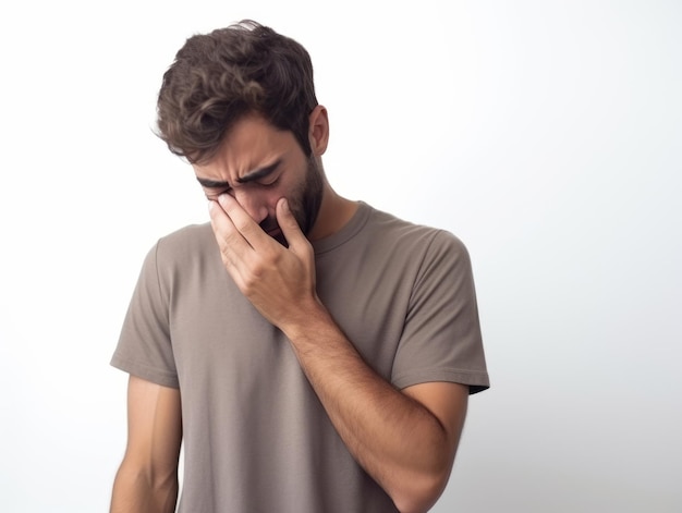 Mexikaner in emotionaler Pose auf weißem Hintergrund