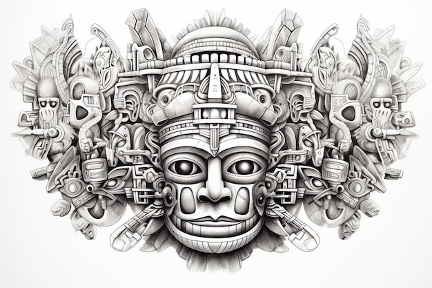 Foto mexikanische kulturskizzen, die ein bild zeichnen
