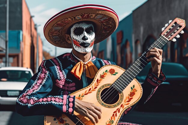 Foto mexikanische musik cinco de mayo ein mexikaner spielt gitarre