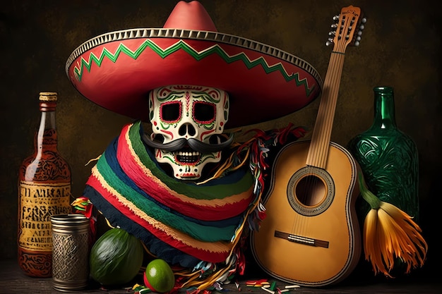 Mexikanische Skelett-Postkarte Design Tag der Toten Urlaub mexikanische FolkloreTe amo ist ich liebe dich auf spanisch mexikanische Party