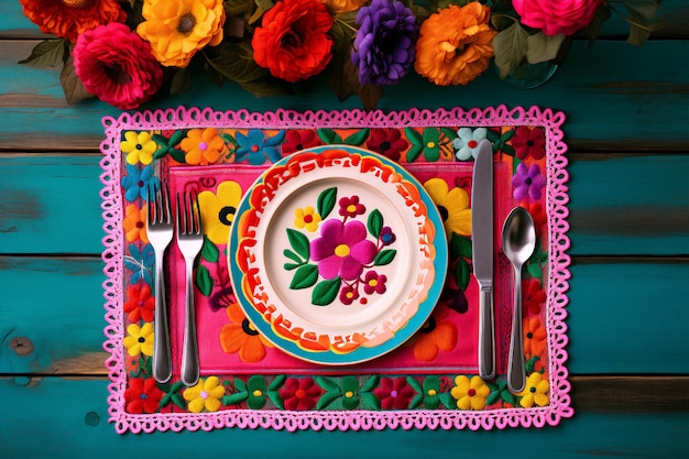 Mexikanische Stickerei Blumenbanner