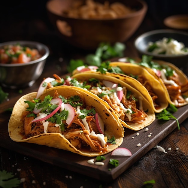 Mexikanische Tacos mit Fleischtomaten und Käse