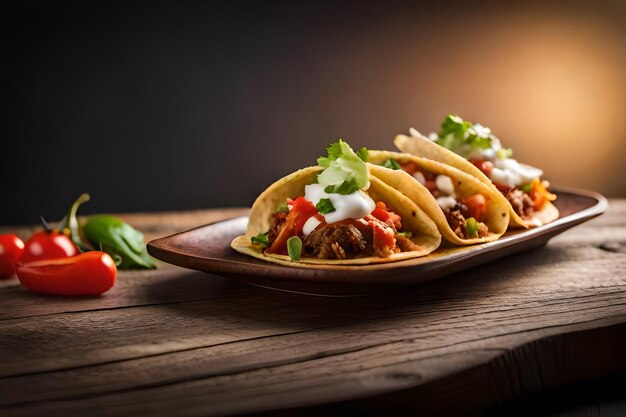 Mexikanische Tacos mit Rindfleisch in Tomatensauce und