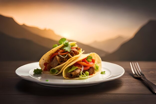 Mexikanische Tacos mit Rindfleisch in Tomatensauce und