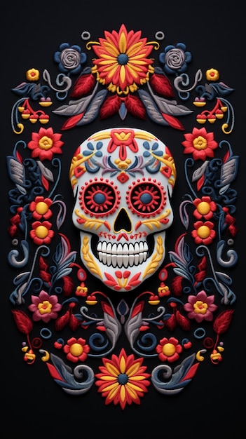 Mexikanischer Dia de Los Muertos Feiertag traditioneller ethnischer Design-Hintergrund