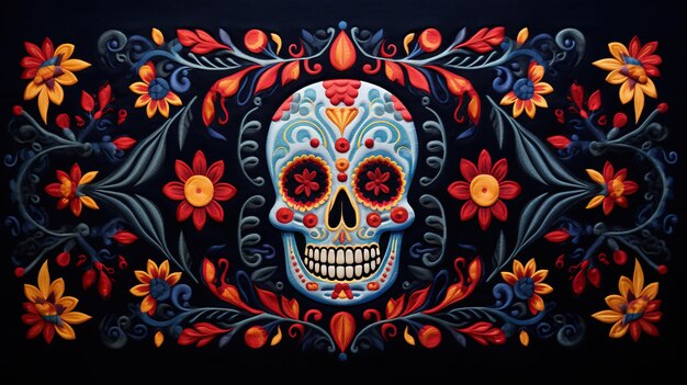 Mexikanischer Dia de Los Muertos Feiertag traditioneller ethnischer Design-Hintergrund