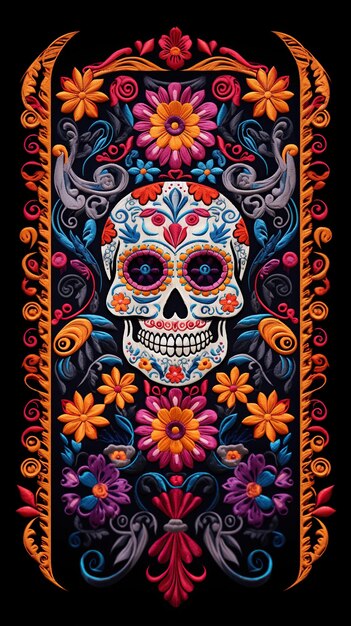 Mexikanischer Dia de Los Muertos Feiertag traditioneller ethnischer Design-Hintergrund