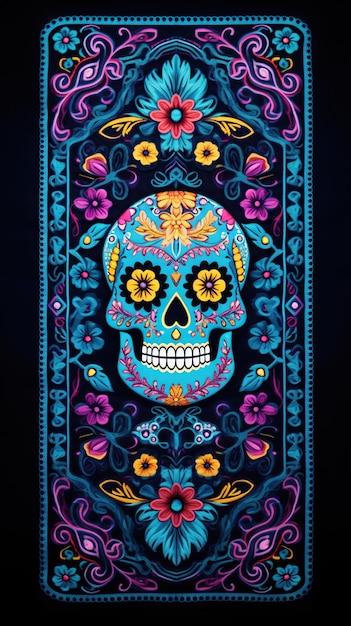 Mexikanischer Dia de Los Muertos Feiertag traditioneller ethnischer Design-Hintergrund