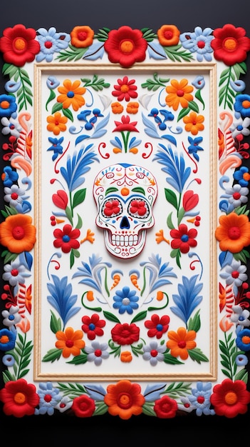 Mexikanischer Dia de Los Muertos Feiertag traditioneller ethnischer Design-Hintergrund