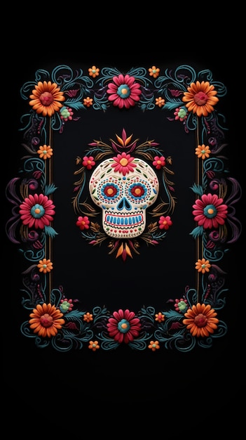 Mexikanischer Dia de Los Muertos Feiertag traditioneller ethnischer Design-Hintergrund