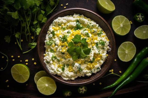 Mexikanischer Straßenkorndip mit Cotija-Käse-Lime