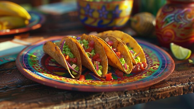 Mexikanischer Taco mit Salsa und Guacamole