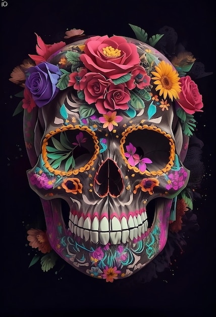 Mexikanischer Tag des toten Blumenschädelbildes
