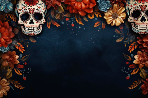 Mexikanischer Totenkopf-Hintergrund und Kopierraum