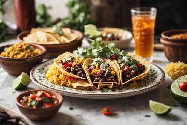 mexikanisches Essen auf weißem Tisch