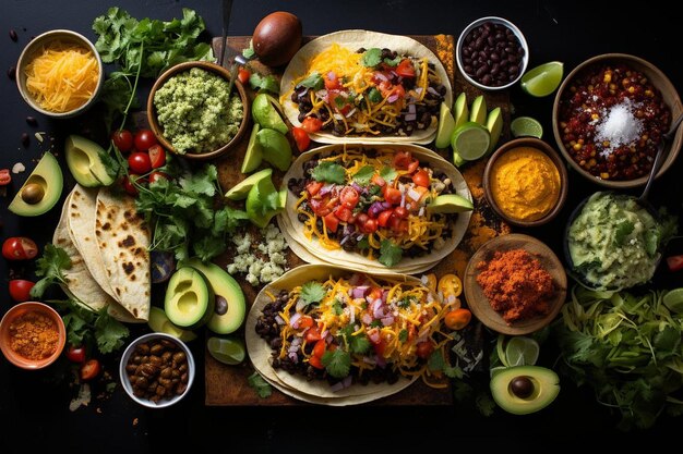 Mexikanisches Essen, Tacos, Margarita-Cocktail auf einem weißen Hintergrund 444jpg