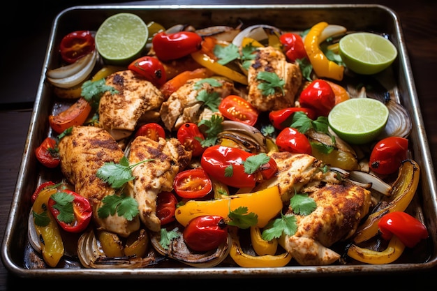 Mexikanisches Rezept für Blechpfannen-Hühnchen-Fajitas