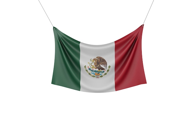 Mexiko-Nationalflagge hängendes Stoffbanner d-Rendering