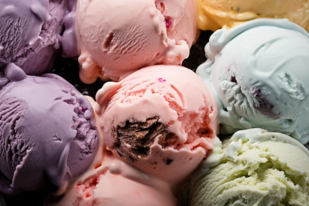 Mezcla de bolas de helado como fondo textura de helado