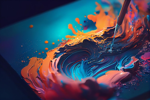 Mezcla de colores acrílicos en agua Mezcla de pintura acrílica de colores en ai generador de agua