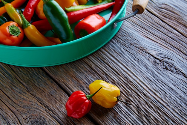 Mezcla colorida de chiles picantes mexicanos