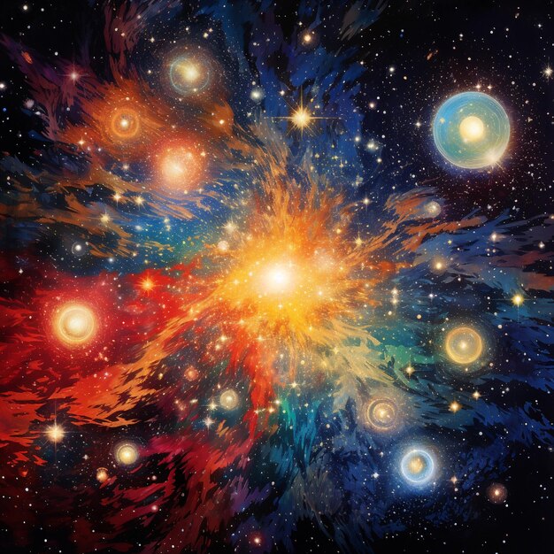 Foto la mezcla cósmica de cúmulos estelares crea una melodía visual armoniosa