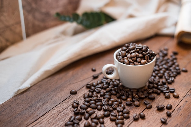 Mezcla de diferentes tipos de granos de café. Fondo de café