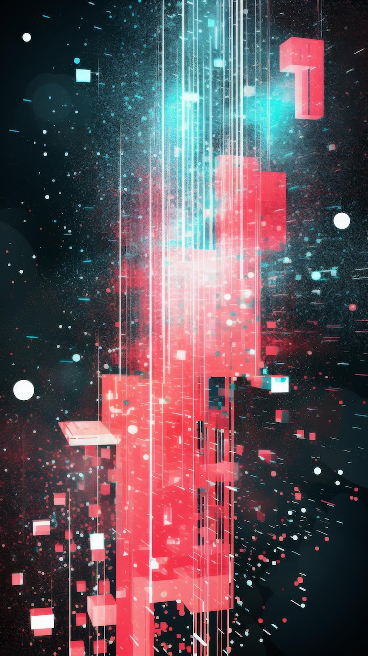 Foto una mezcla dinámica de rojo profundo y negro salpicado de manchas blancas brillantes