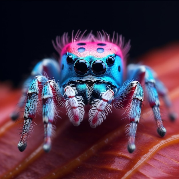 una mezcla de gradaciones de araña azul y rosa