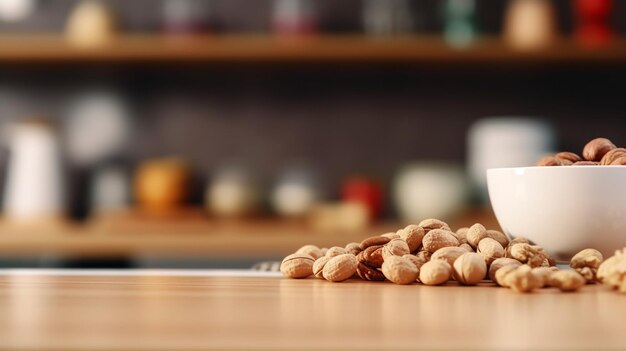 Mezcla de nueces sobre una mesa de madera