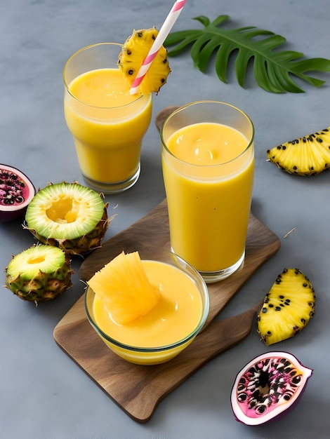 Mezcla un paraíso tropical en un vaso con un batido