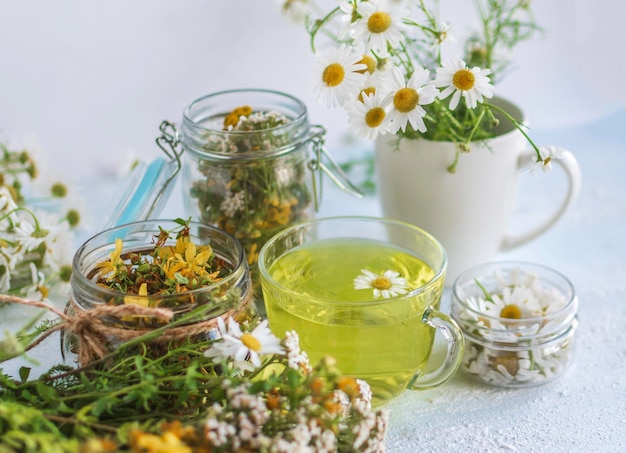 Mezcla de té de manzanilla e hipérico