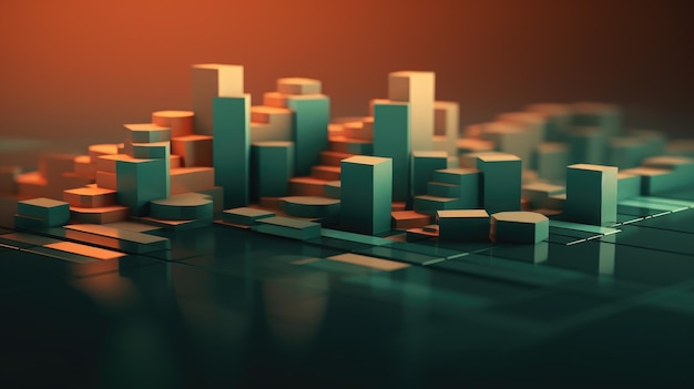 Mezcla vibrante que explora las finanzas con fondo verde petróleo, rosa claro y naranja quemado