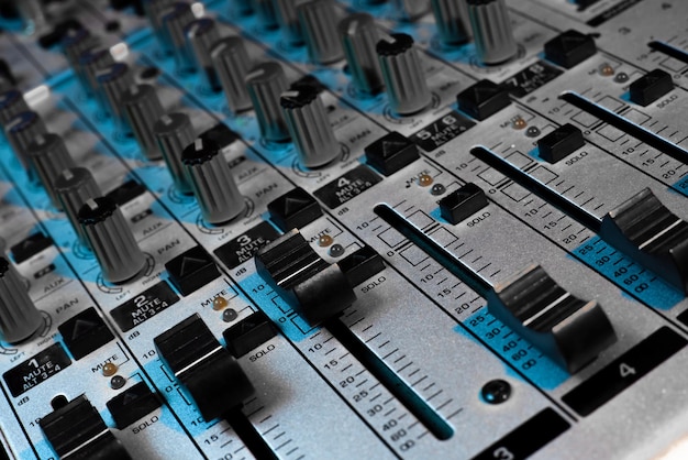 Mezclador de sonido faders grabación de audio