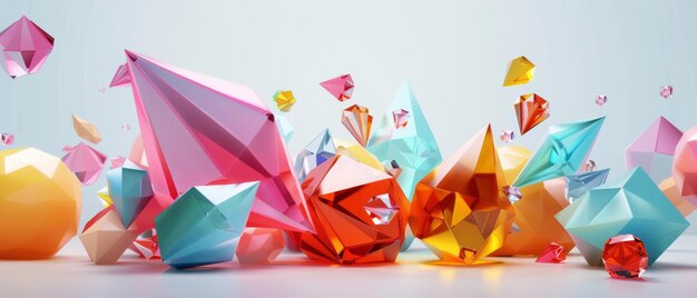 Foto mezclar facetas de geometría y colores en 3d