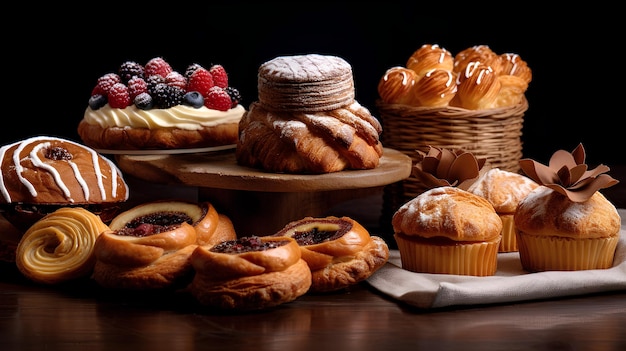 mezclar pasteles en la mesa