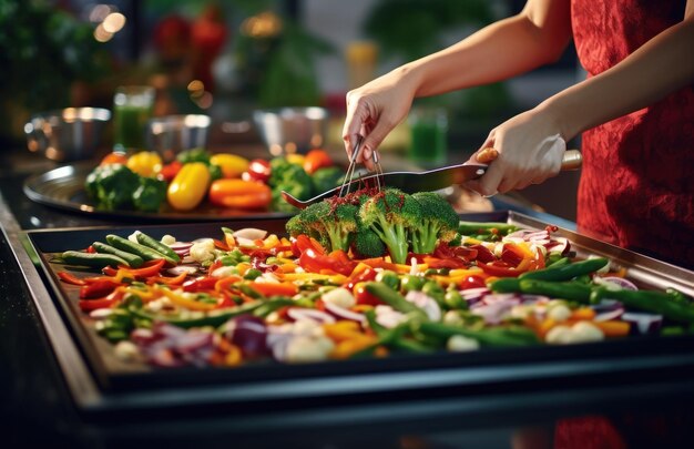 Mezclar las verduras en una sartén