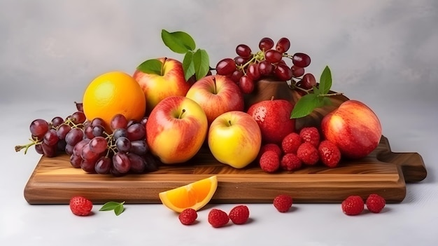 mezcle la fruta en la vista superior de la tabla de cortar